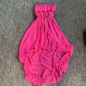 Pink Flowy High-Low Dress